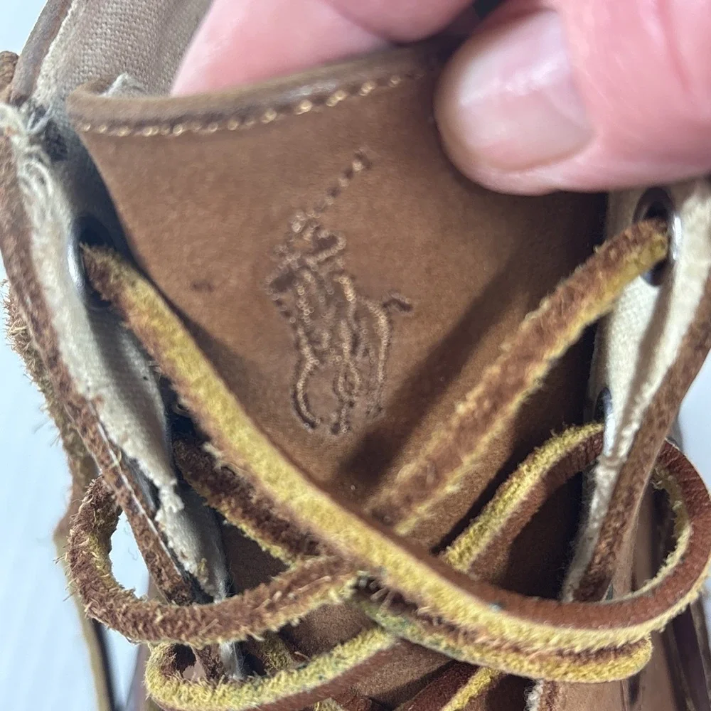 Polo Ralph Lauren Delmont Men's Size 8.5 Shoes Brown Leather Lace Up Ankle Boots